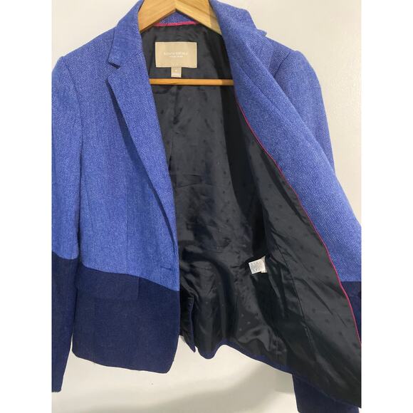 Banana Republic blazer jacket women’s size 6 blue colorblock tweed wool preppy - Picture 5 of 7